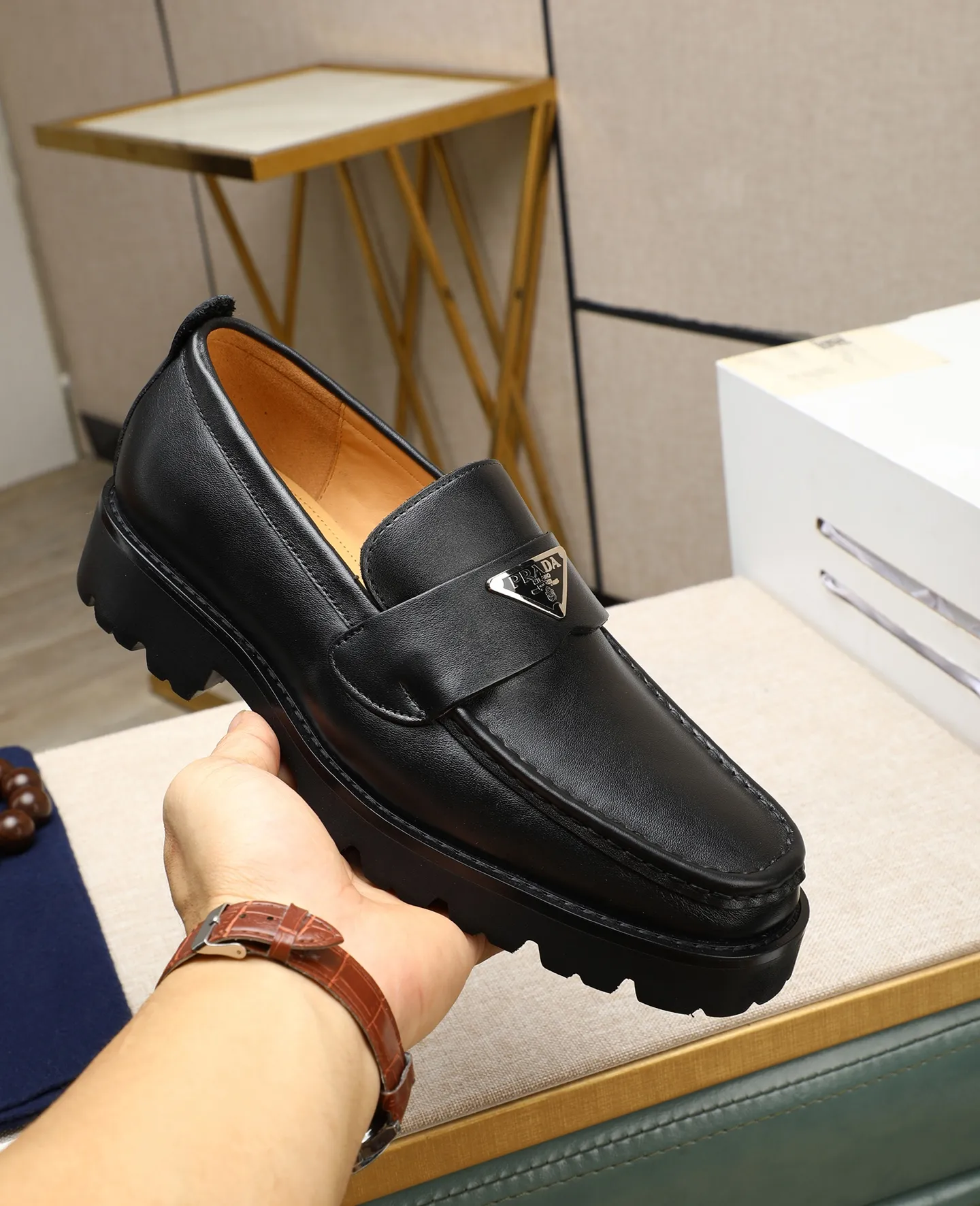 Men's men's shoes 💰540 (water-dyed cow leather) 📛📛PRADA high-end 20 counter latest model formal business leather shoes 👔 original version of the highest quality! Imported from Italy🇮🇹First layer calfskin fabric➕Cowhide lining Original outsole Formal size: 38➖45